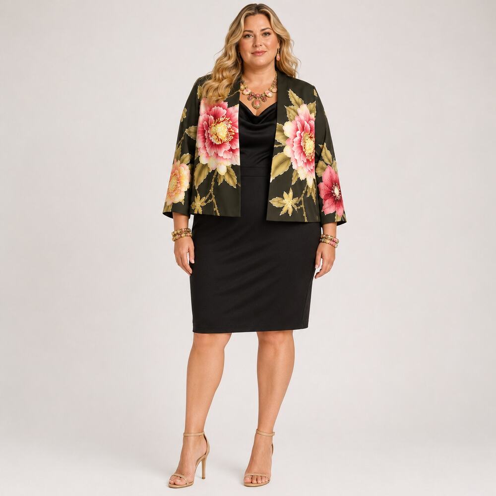 NWT Linda Allard for Ellen Tracy Elegant Glamcore Print Coat Size 20